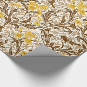 Papel De Presente William Morris Irises, Mostarda Dourada, Brown & B