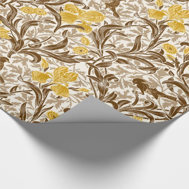 Papel De Presente William Morris Irises, Mostarda Dourada, Brown & B (Ponta)