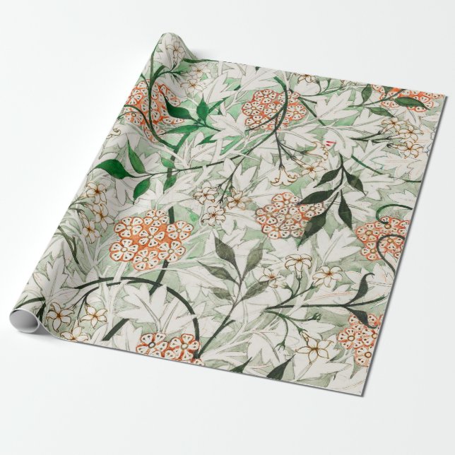 Papel De Presente William Morris Jasmine Garden Flower Classic (Desenrolado)