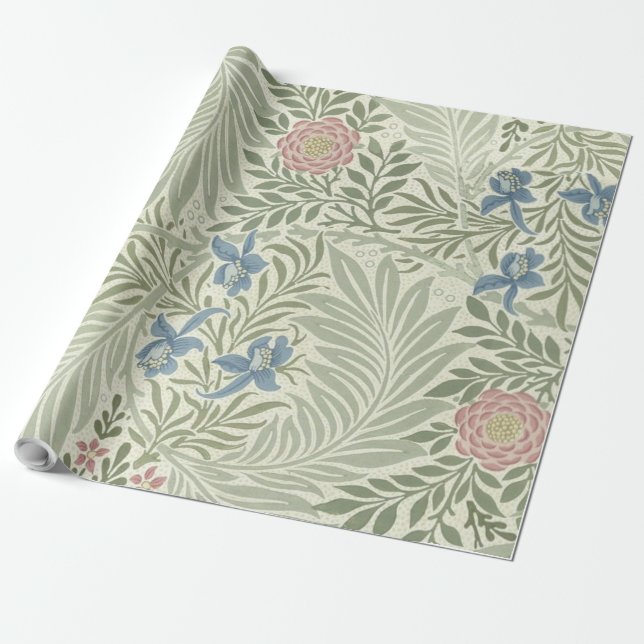 Papel De Presente William Morris Larkspur Floral Wallpaper (Desenrolado)