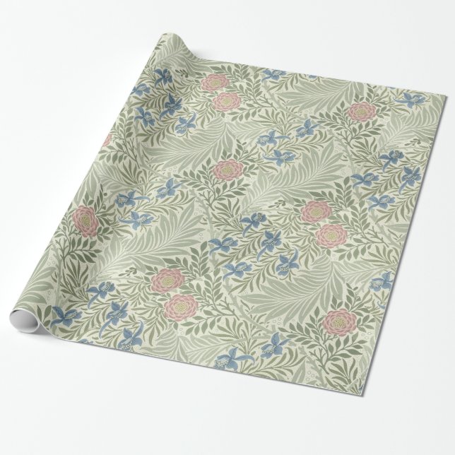 Papel De Presente William Morris Larkspur Floral Wallpaper (Desenrolado)