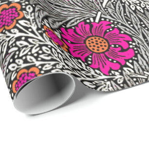 Papel De Presente William Morris Marigold, Cinza / Cinzento e Branco