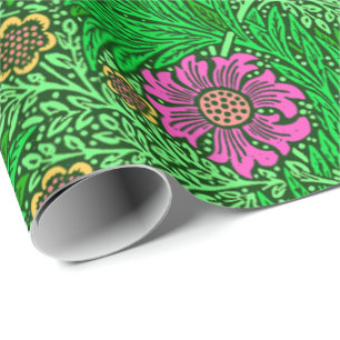 Papel De Presente William Morris Marigold, Emerald Green & Fuchsia