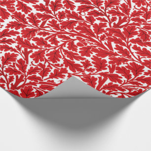 Papel De Presente William Morris Oak Folhas, Deep Red and White Wrap