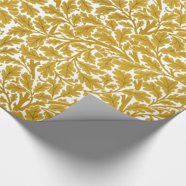Papel De Presente William Morris Oak Folhas, Mostarda Amarelo e Bran (Ponta)