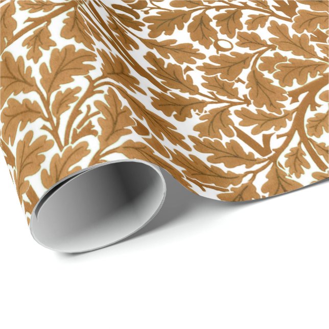 Papel De Presente William Morris Oak Folhas, Rust Brown e White (Ponta do rolo)