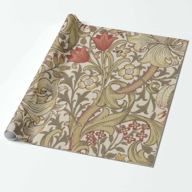 Papel De Presente William Morris Ouro Lily (Desenrolado)