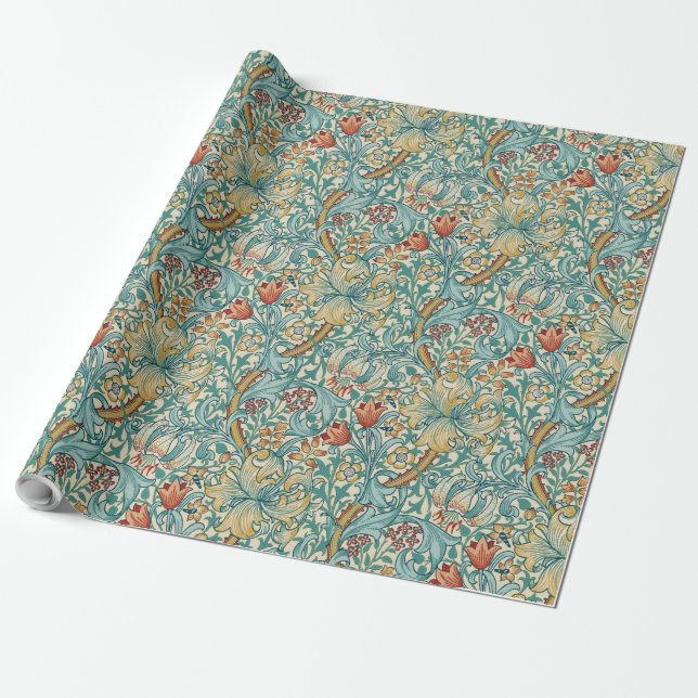Papel De Presente William Morris "Ouro Lily" 3 (Desenrolado)