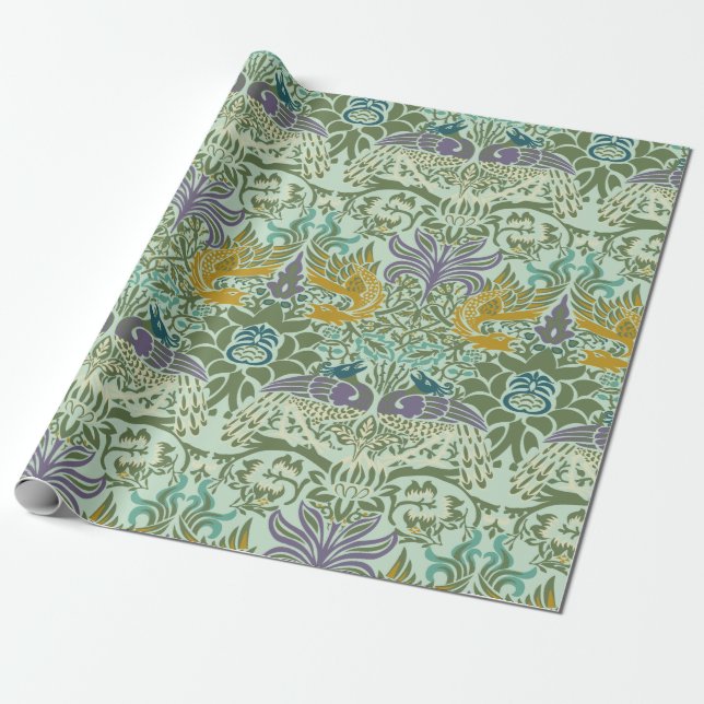 Papel De Presente William Morris Peacock e Dragon Wrapking Paper (Desenrolado)