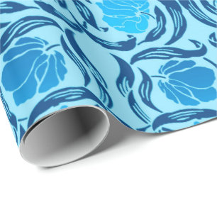 Papel De Presente William Morris Pimpernel, Denim e Azul Claro