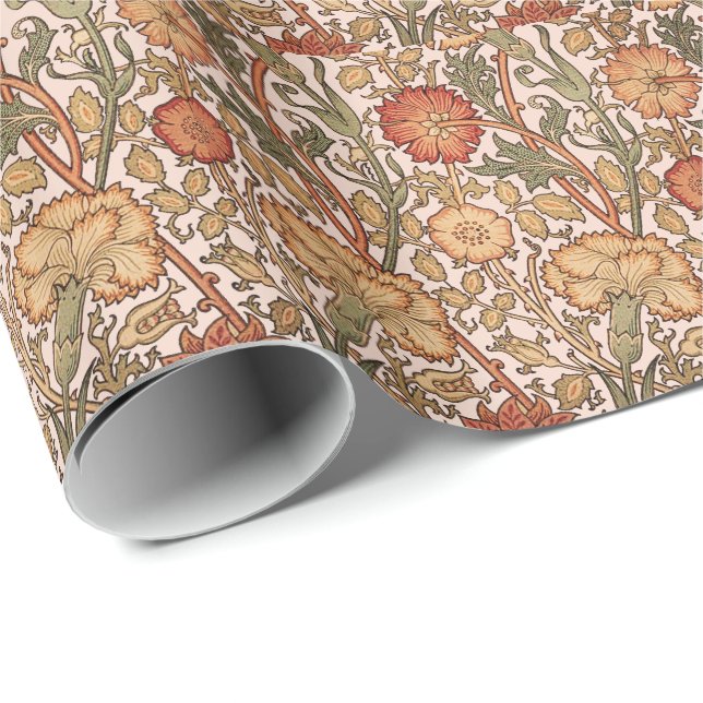 Papel De Presente William Morris Pink Rose Flower Wallpaper Padrão (Ponta do rolo)
