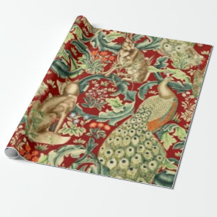 Papel De Presente William Morris Red Pattern Forest