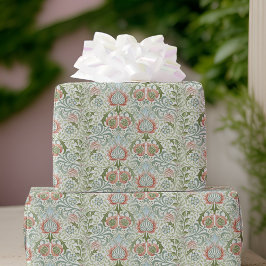 Papel De Presente William Morris Remixed Green Red Persian Floral