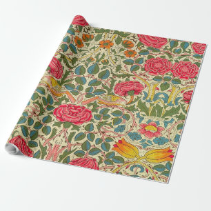 Papel De Presente William Morris Rosa Floral Chintz Rosa