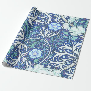 Papel De Presente William Morris Seaweed Blue Pattern