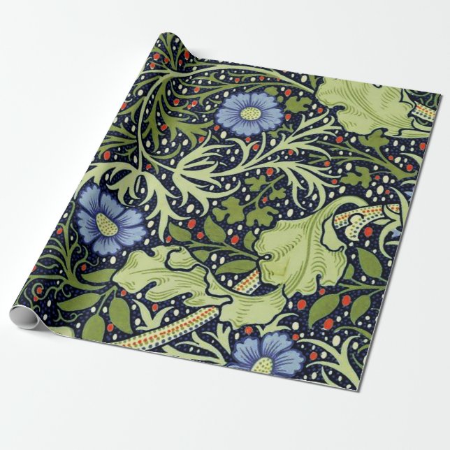 Papel De Presente William Morris Seaweed Flor Antiquado (Desenrolado)
