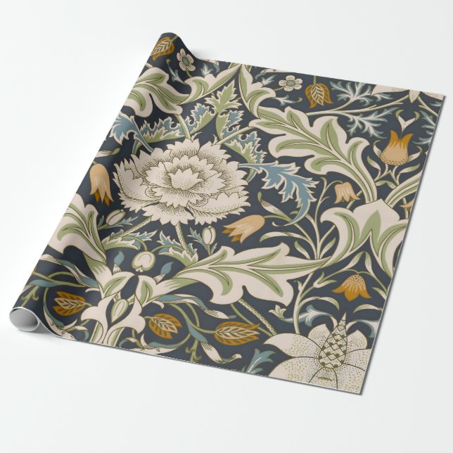 Papel De Presente William Morris Severn Floral Pattern Classic (Desenrolado)
