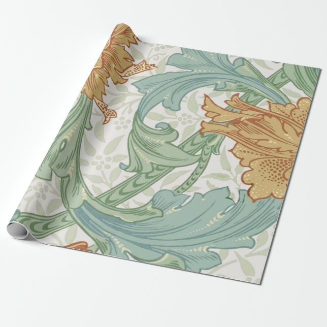 Papel De Presente William Morris Solteiro Stem Floral Patterno (Desenrolado)