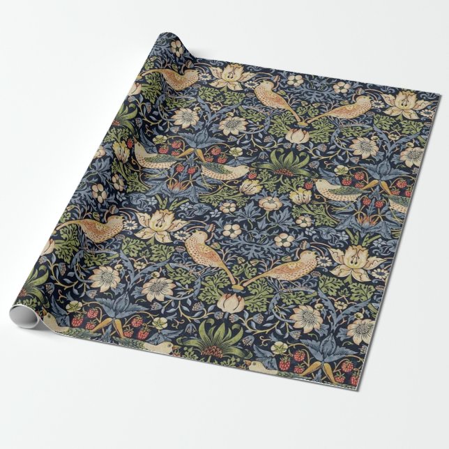 Papel De Presente William Morris Strawberry Thief (Desenrolado)