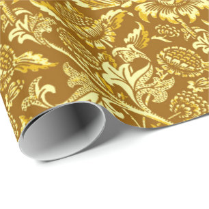 Papel De Presente William Morris Sunflower, amarelo-mostarda