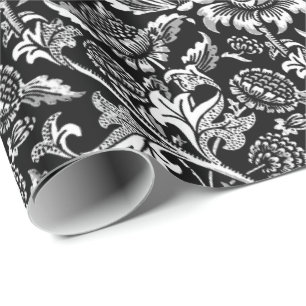 Papel De Presente William Morris Sunflower, Black and White