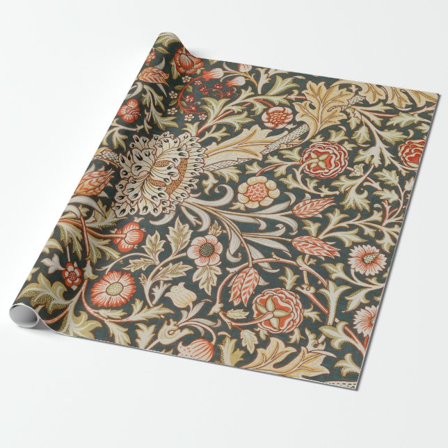 Papel De Presente William Morris Trent Garden Flower Classic Botânic (Desenrolado)