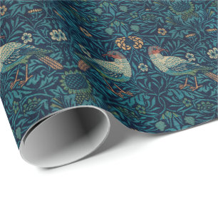 Papel De Presente William Morris Vintage Blue Birds Wrapping