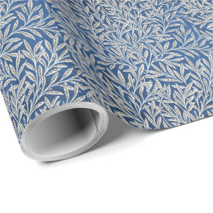 Papel De Presente William Morris Vintage Willow deixa azul escuro