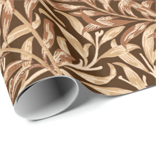 Papel De Presente William Morris Willow Bough, Taupe e Brown