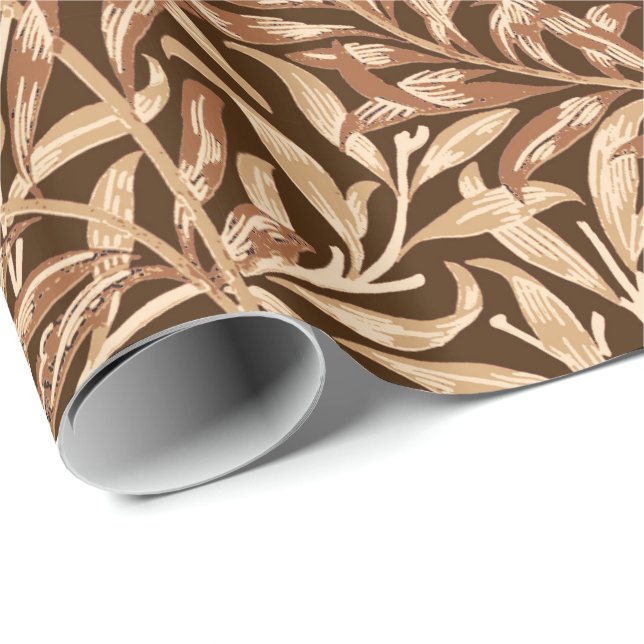 Papel De Presente William Morris Willow Bough, Taupe e Brown (Ponta do rolo)