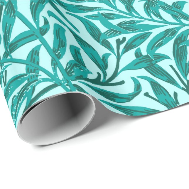 Papel De Presente William Morris Willow Bough, Turquoise e Aqua (Ponta do rolo)