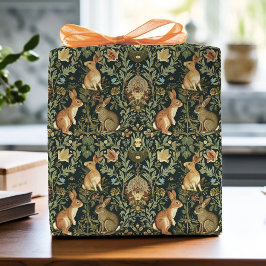 Papel De Presente William Morris Woodland Coelhos Florais Natal