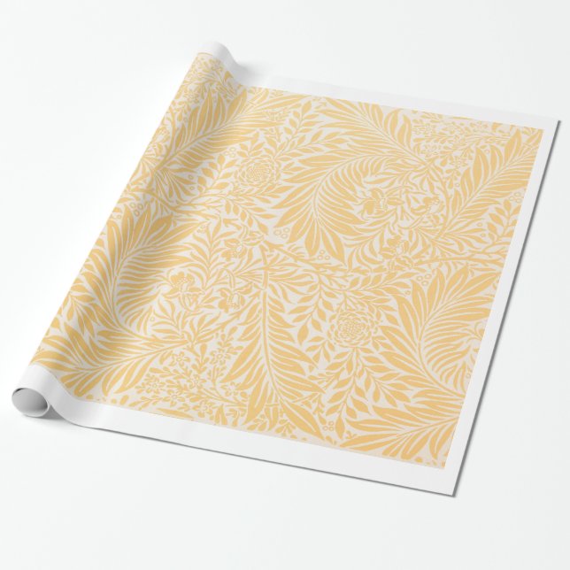 Papel De Presente William Morris YELLOF LEAF PATTERN GIFT WRAP (Desenrolado)