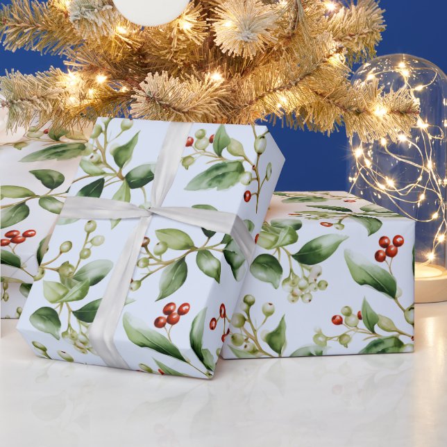 Papel De Presente Winter Berries Winter Greenere Moderno Natal (Feriados)