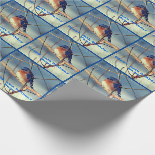 Papel De Presente Winter Bluebird Personalizado Birthday
