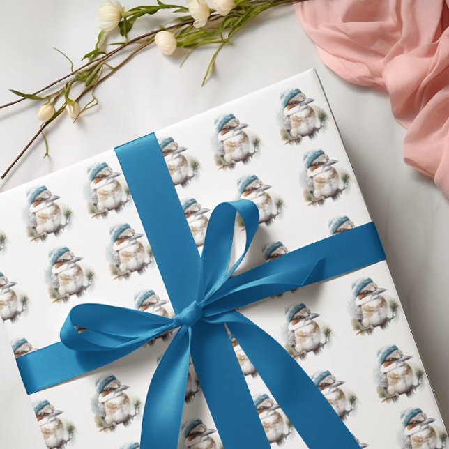 Papel De Presente Winter Kookaburra Wish, personalizado (Criador carregado)
