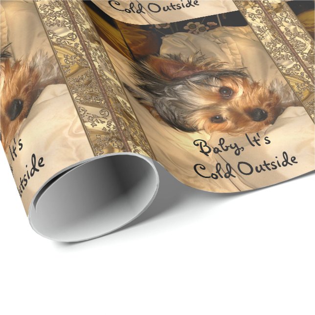 Papel De Presente Winter Nights Yorkie Elegant (Ponta do rolo)