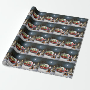 Papel De Presente Winter Rottweiler Caravan Christmas Adventure