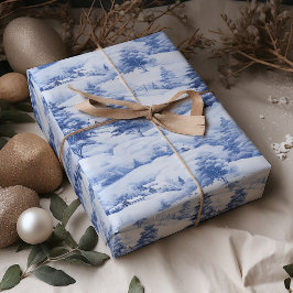 Papel De Presente Winter Village Watercolor White Christmas Modern