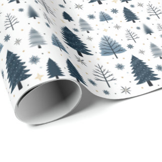 Papel De Presente Winter Wonderland Snowy Blue Christmas