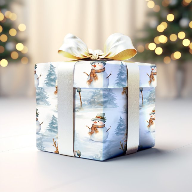 Papel De Presente Wintery Snowman Wraptor Paper (Criador carregado)