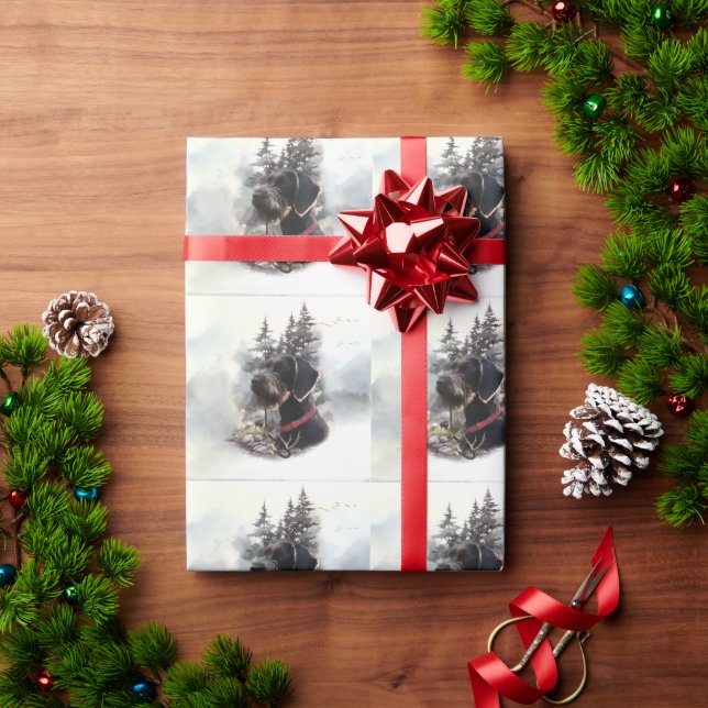 Papel De Presente Wirehaired Pointer Alemão, GWP (Presente de Natal)