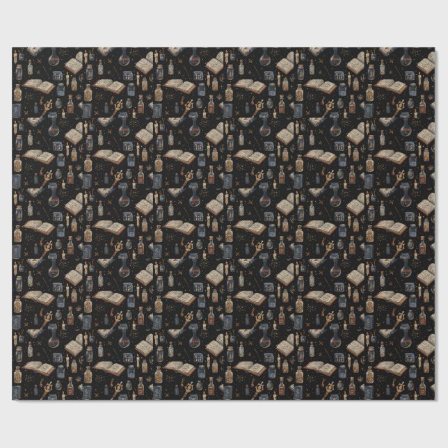 Papel De Presente Witchcraft Potion Pattern – Halloween Magic (Aberto)