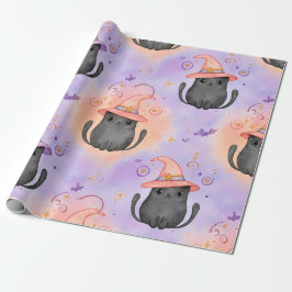 Papel De Presente Witchy Whiskers – Pastel Halloween Cat Pattern