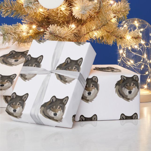 Papel De Presente Wolf Head Animal Cinza Selvagem Wolf (Feriados)