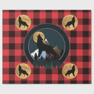 Papel De Presente Wolf Howling Full Moon