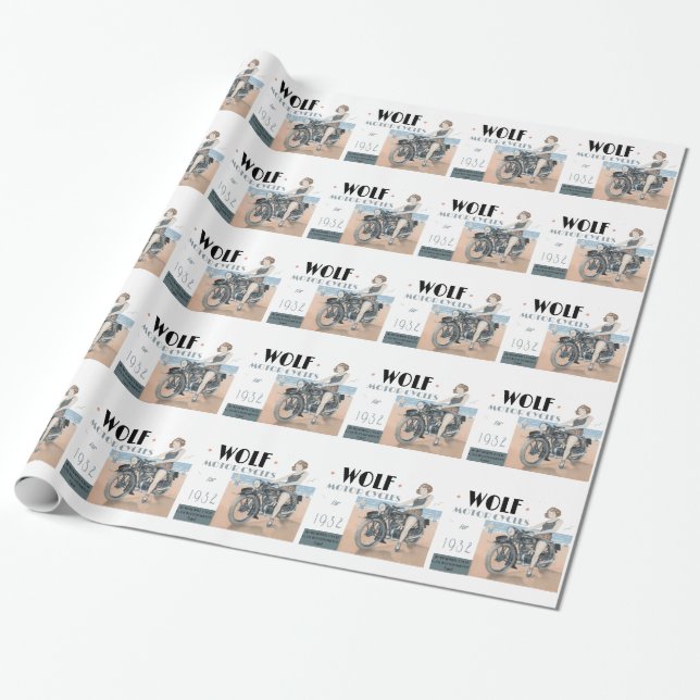 Papel De Presente Wolf Motorcycle Wrapper Paper (Desenrolado)