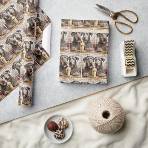 Papel De Presente Wolfhound Irlandês Compartilhando um Milkshake