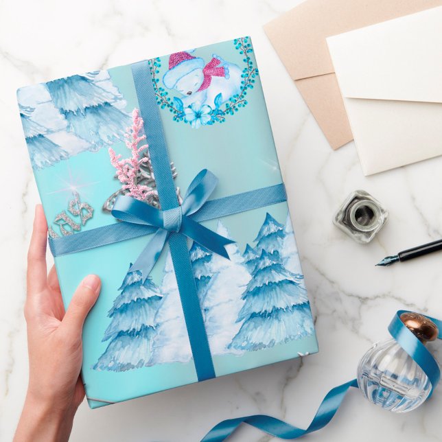 Papel De Presente Wonderland Blue e Silver Natal (Criador carregado)