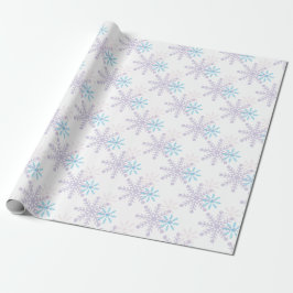Papel De Presente Wonderland de inverno Floco de neve Lavanda Azul